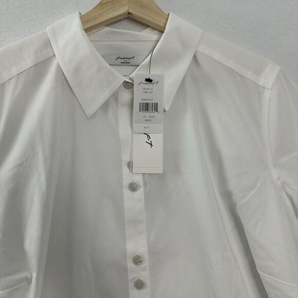 New Foxcroft Button Front Non Iron Shirt Womens 1X White Capsule Office Career - Picture 2 of 13